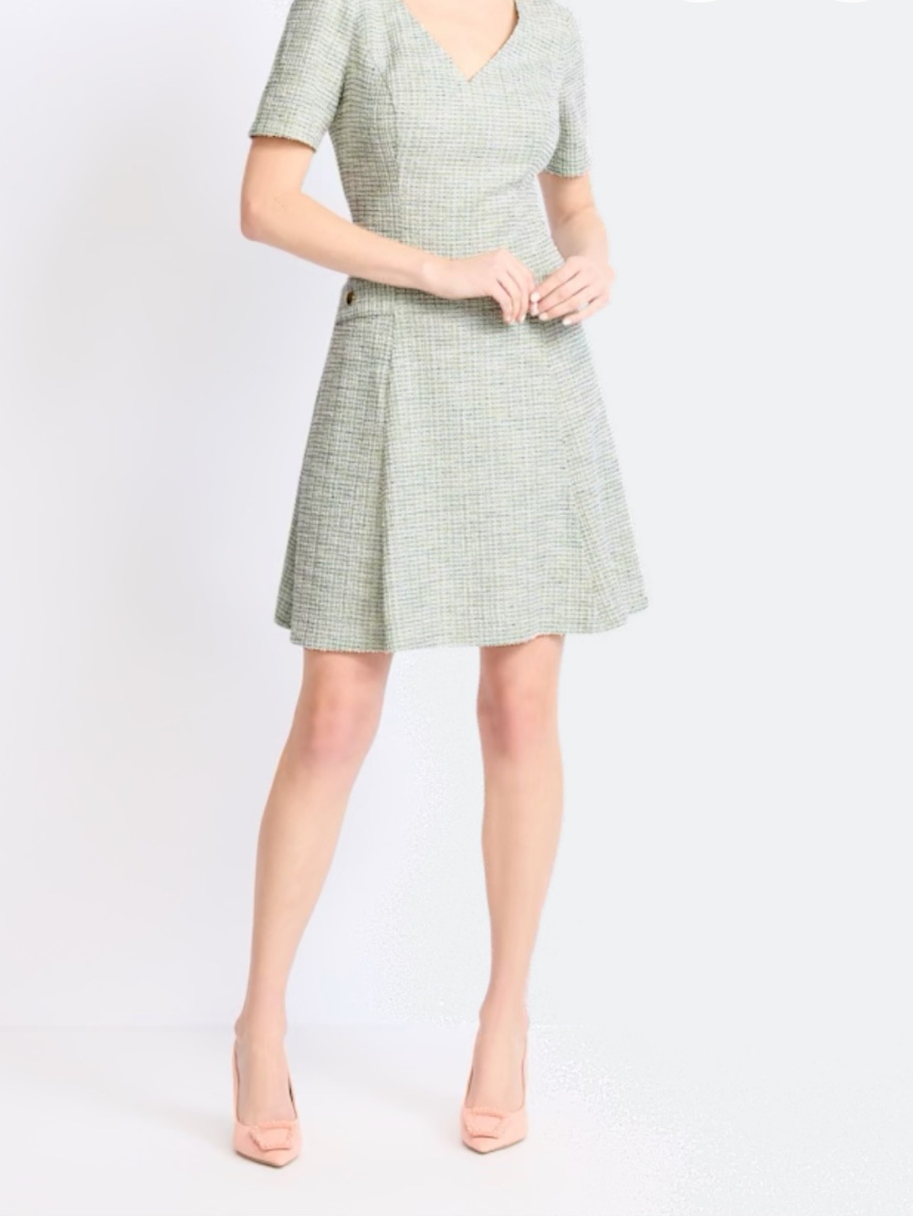 Maggy London Light Green Tweed Mini Dress